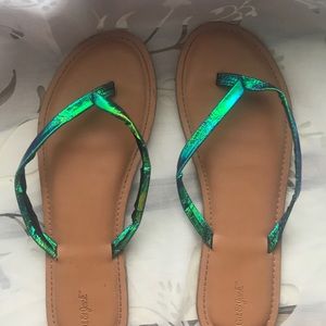 Iridescent Cat and Jack flip-flops